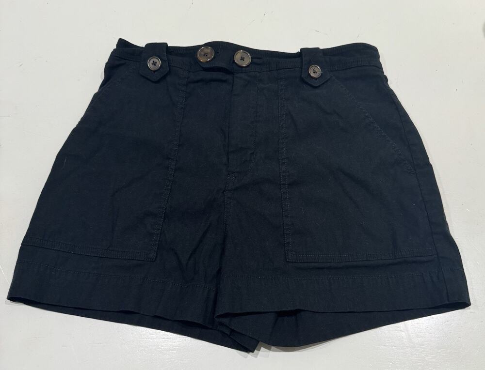 Maeve Anthropologie Womens Black Linen Blend Utility Sailor Shorts Size 6